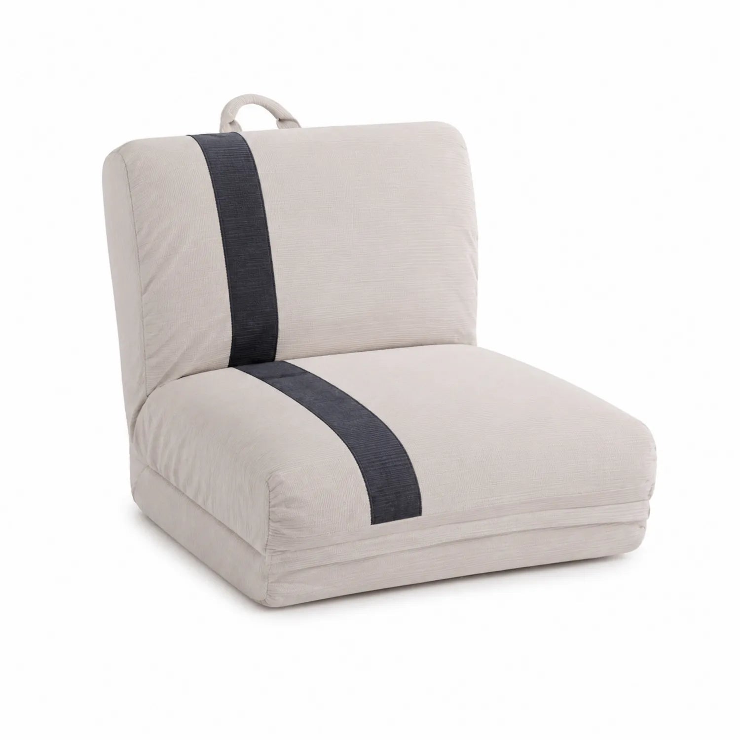 Fauteuil pliable en tissu crème et gris