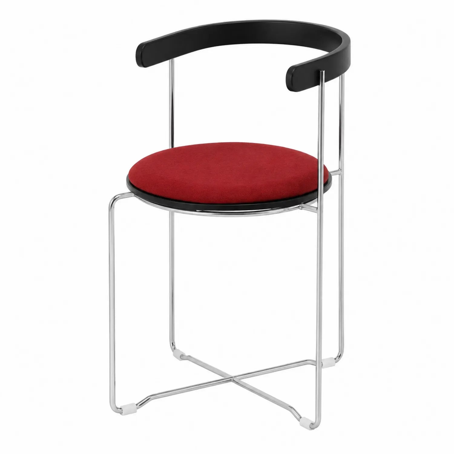Chaise en métal avec assise rouge