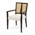 Chaise en bois avec accoudoirs et dossier en rotin