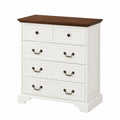 Commode en bois blanc avec dessus brun