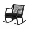 Chaise à bascule en aluminium et rotin noir