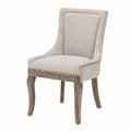 Chaise en tissu beige avec pieds en bois