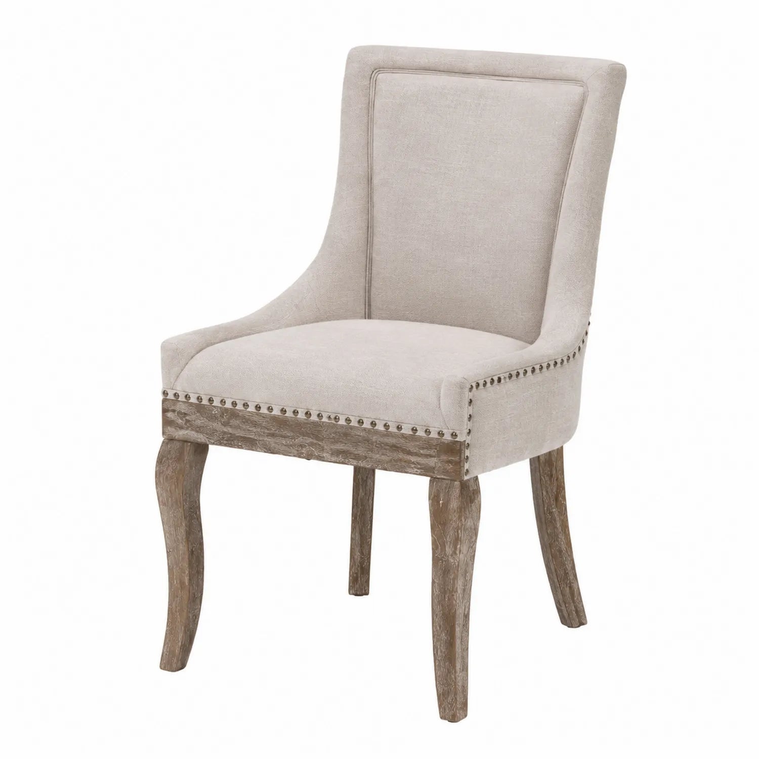 Chaise en tissu beige avec pieds en bois