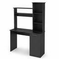 Bureau en bois composite noir avec étagères 120 cm