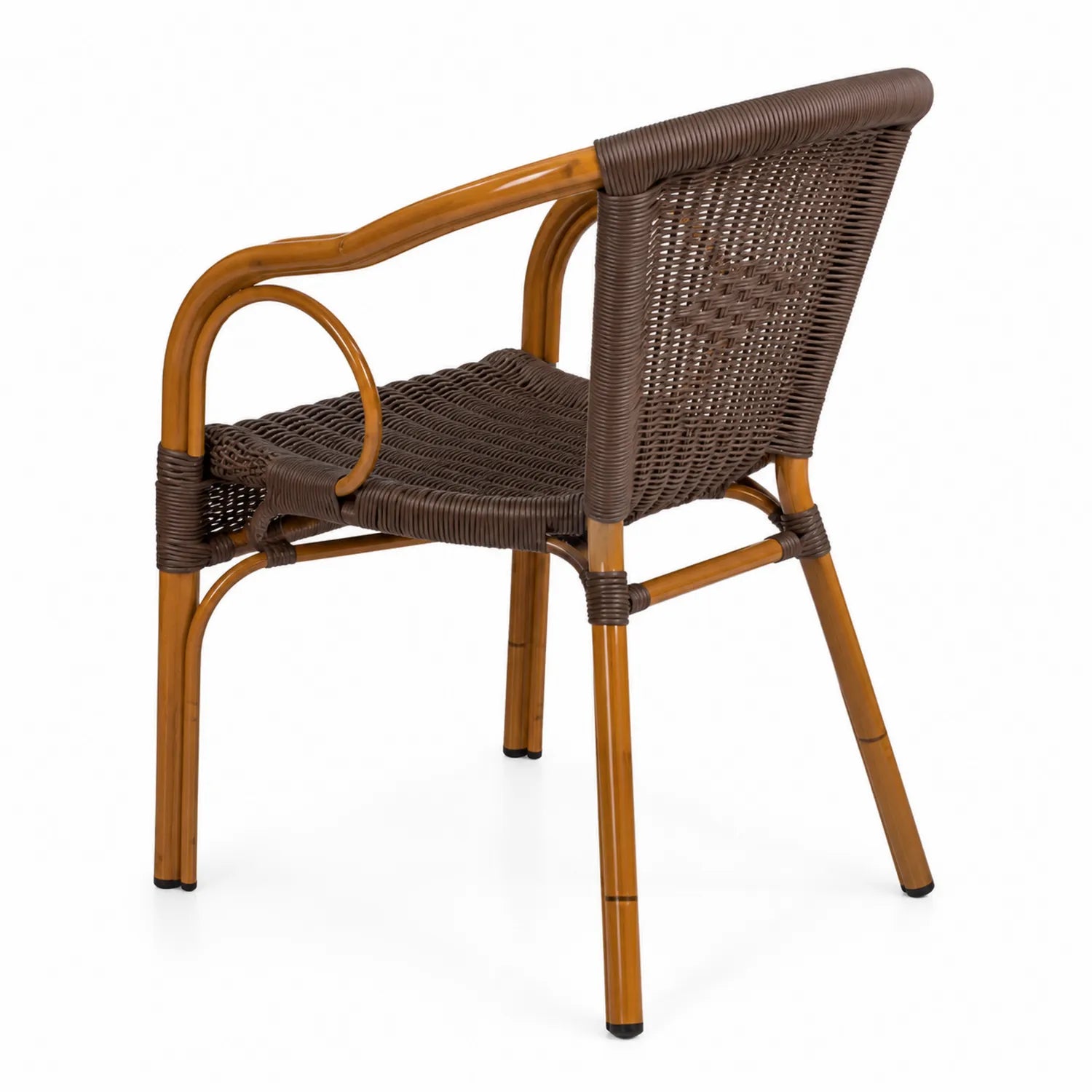 Chaise en rotin synthétique brun avec structure en aluminium