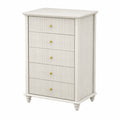 Commode en Bois avec 5 Tiroirs Blanc Laqué