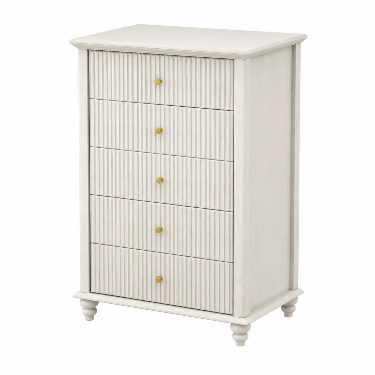 Commode en Bois avec 5 Tiroirs Blanc Laqué